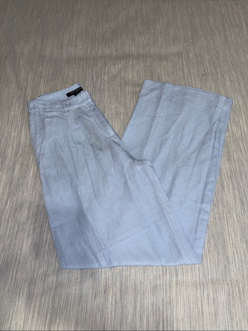 French Connection Wide-Leg Linen-Blend Pants in Light Blue